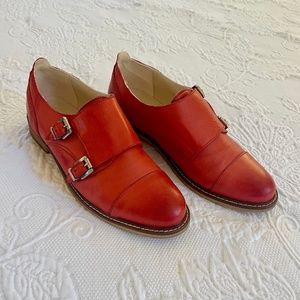 Otisopse Red Leather Double Buckle Shoes